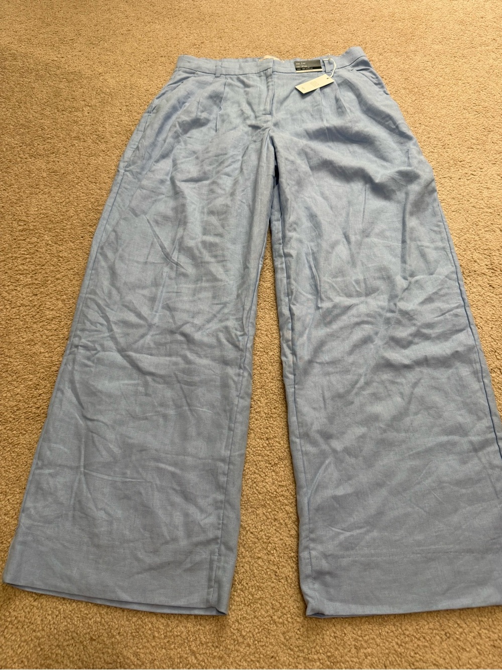 Abercrombie & Fitch Pale Blue Wide-Leg Linen Pants